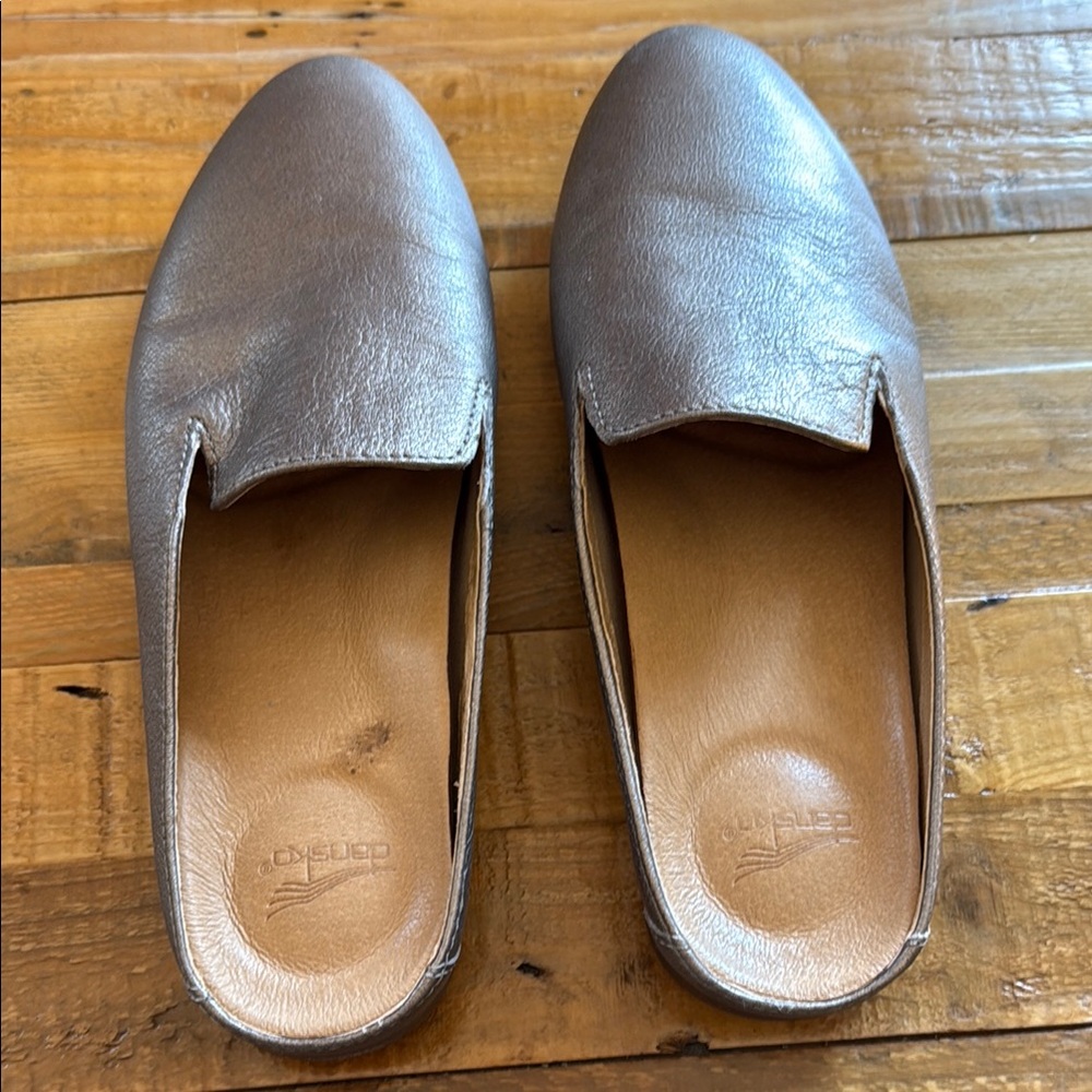Dansko Shimmering Silver Slip-On Mules